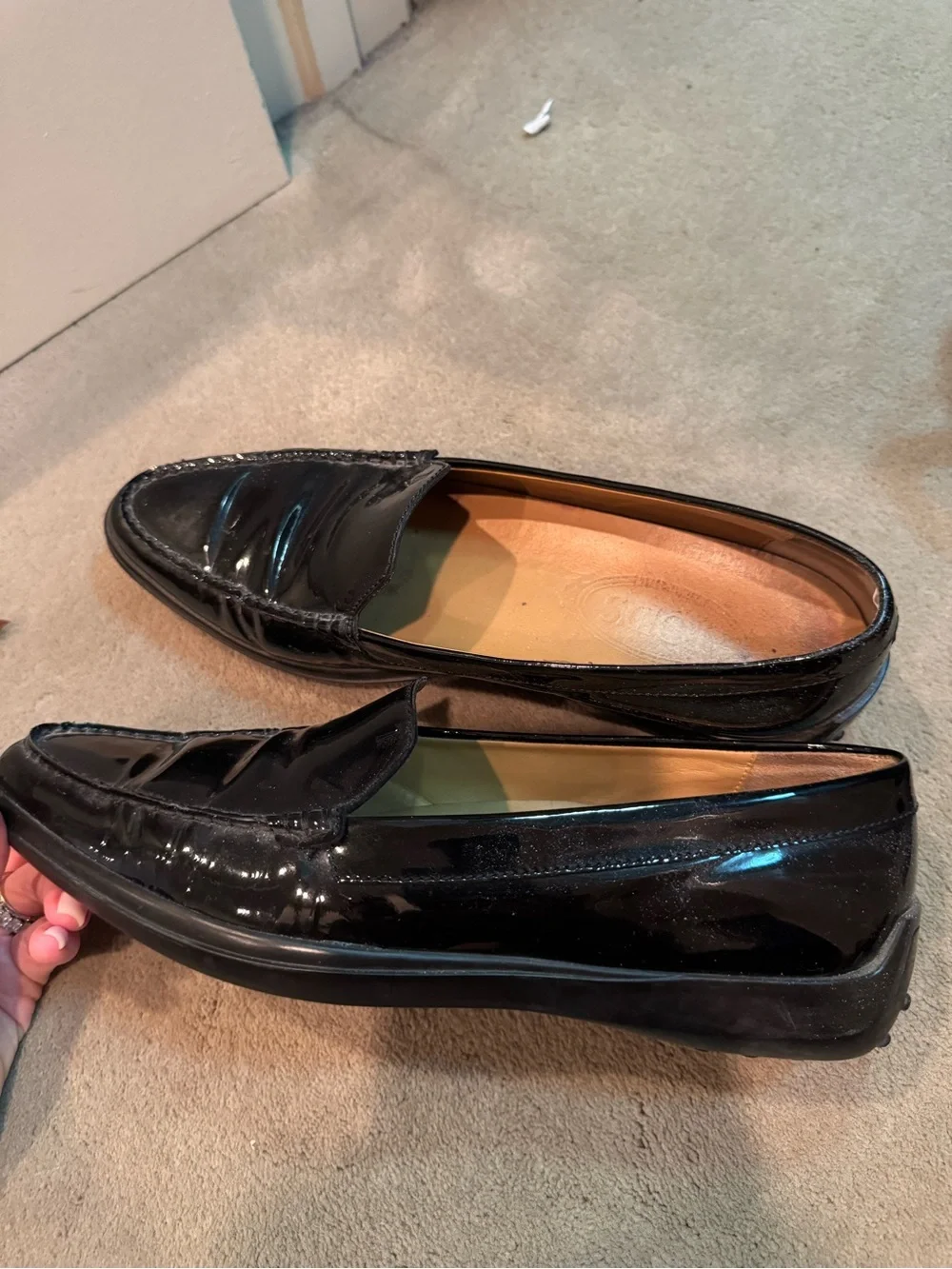 Tod's Black Patent Leather Slip-On Loafers